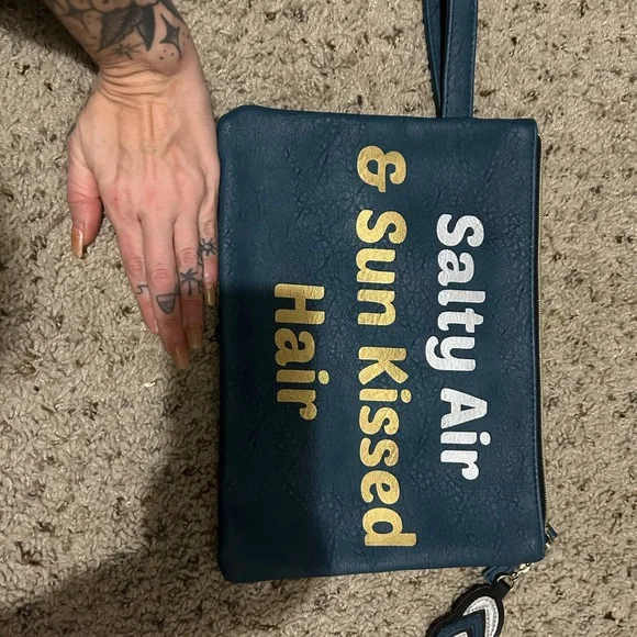 “Salty air & Sun Kissed Hair” blue tote bag, nwot - Picture 5 of 5